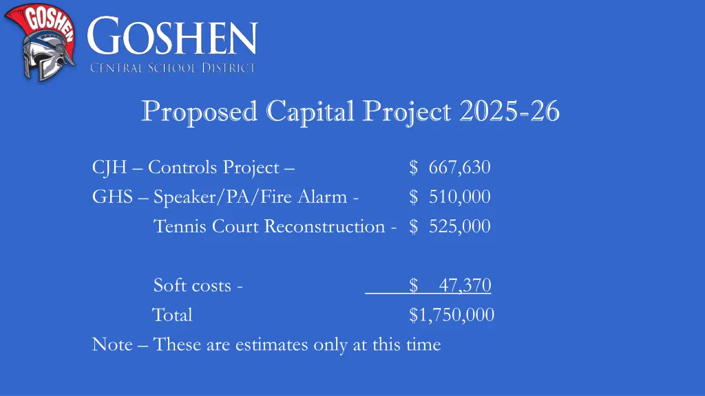 proposed capital project 2025 26