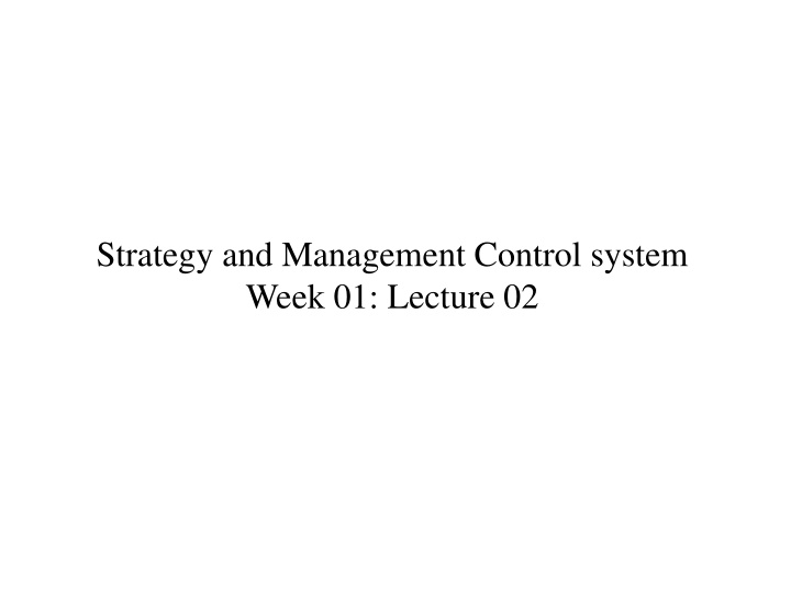 strategy and management control system week