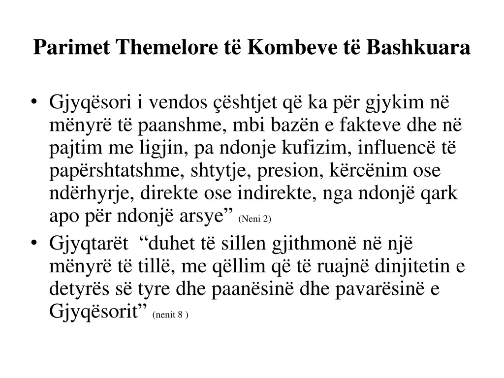 parimet themelore t kombeve t bashkuara