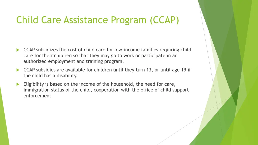 child care assistance program ccap