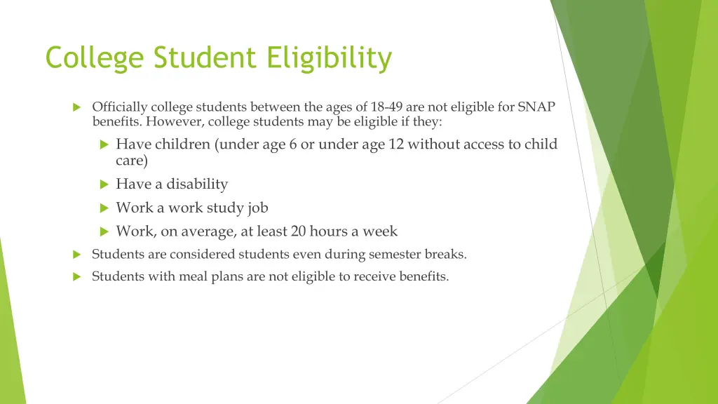 college student eligibility