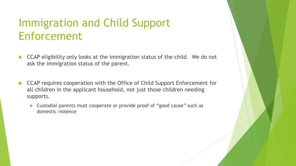 immigration and child support enforcement