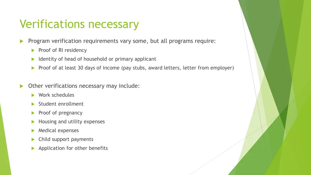 verifications necessary
