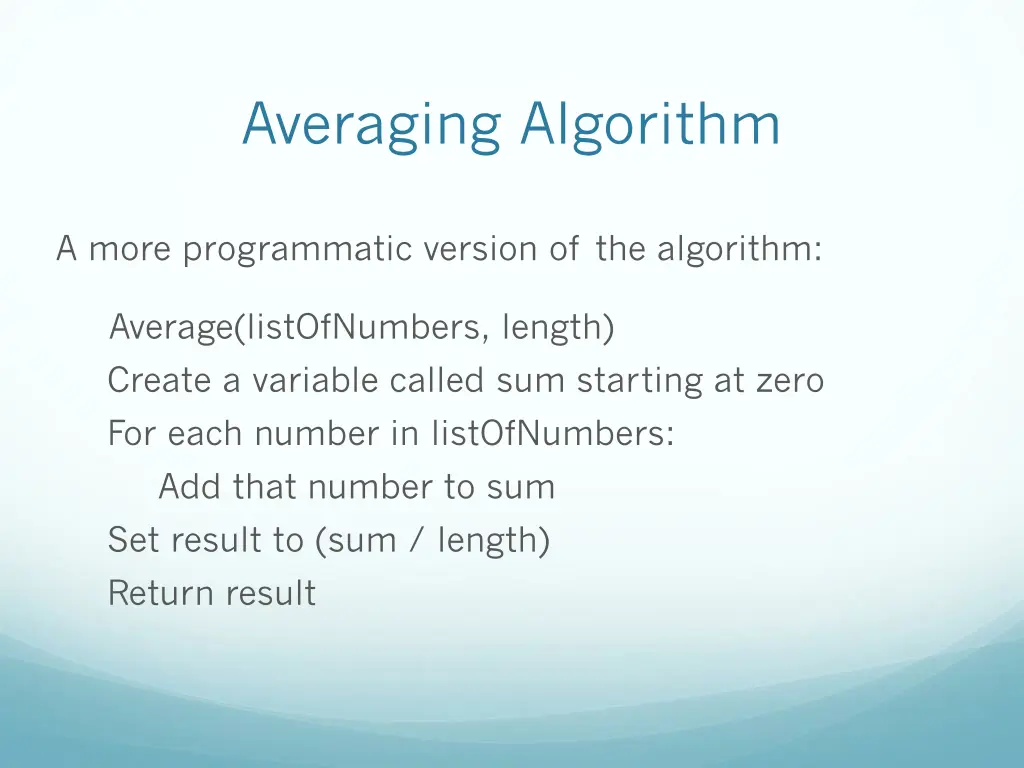 averaging algorithm 1