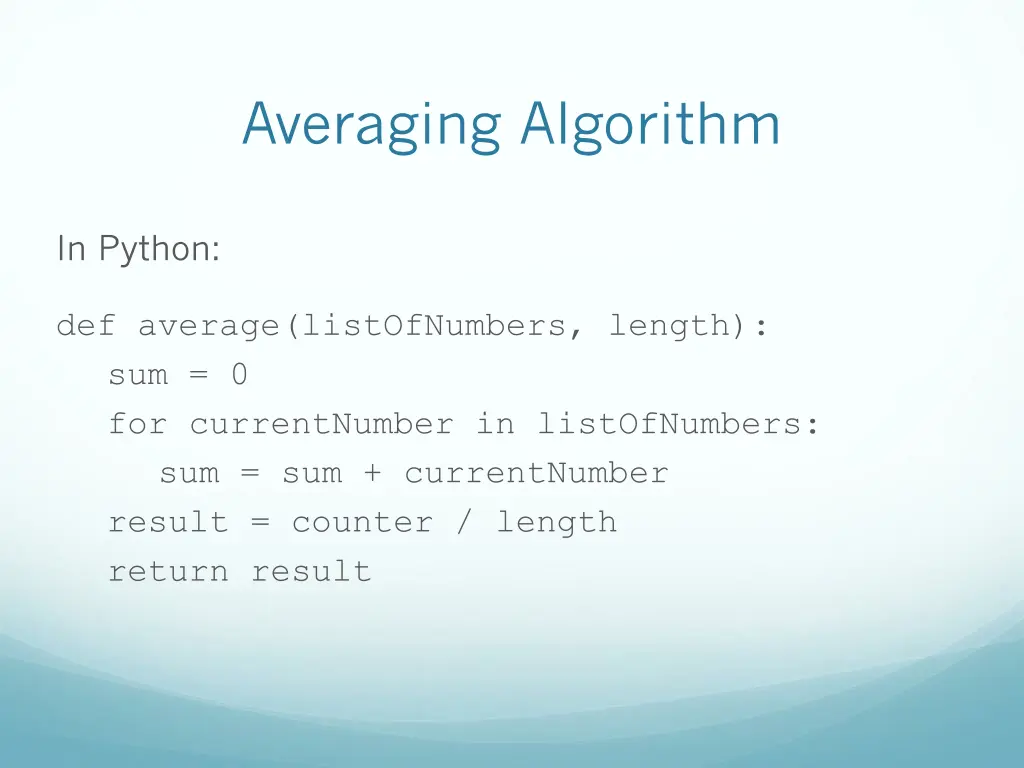 averaging algorithm 2