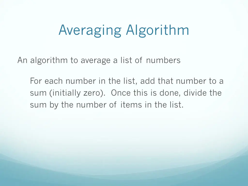 averaging algorithm