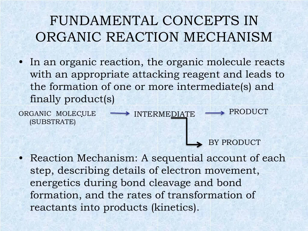 fundamental concepts in organic reaction mechanism