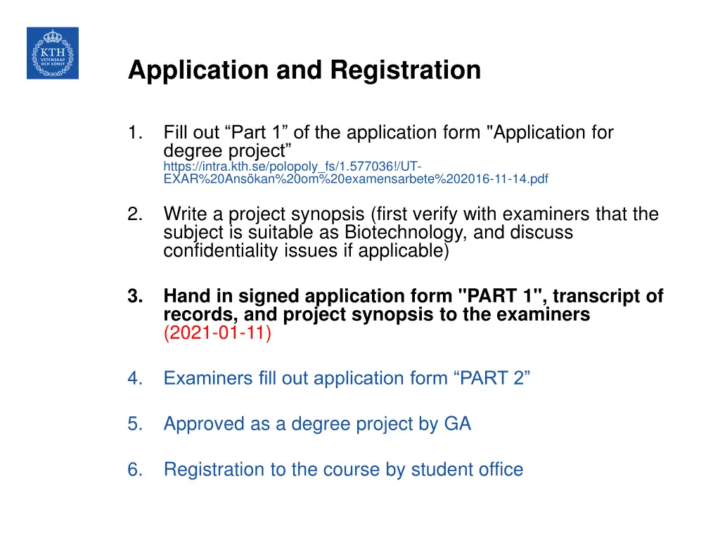application and registration