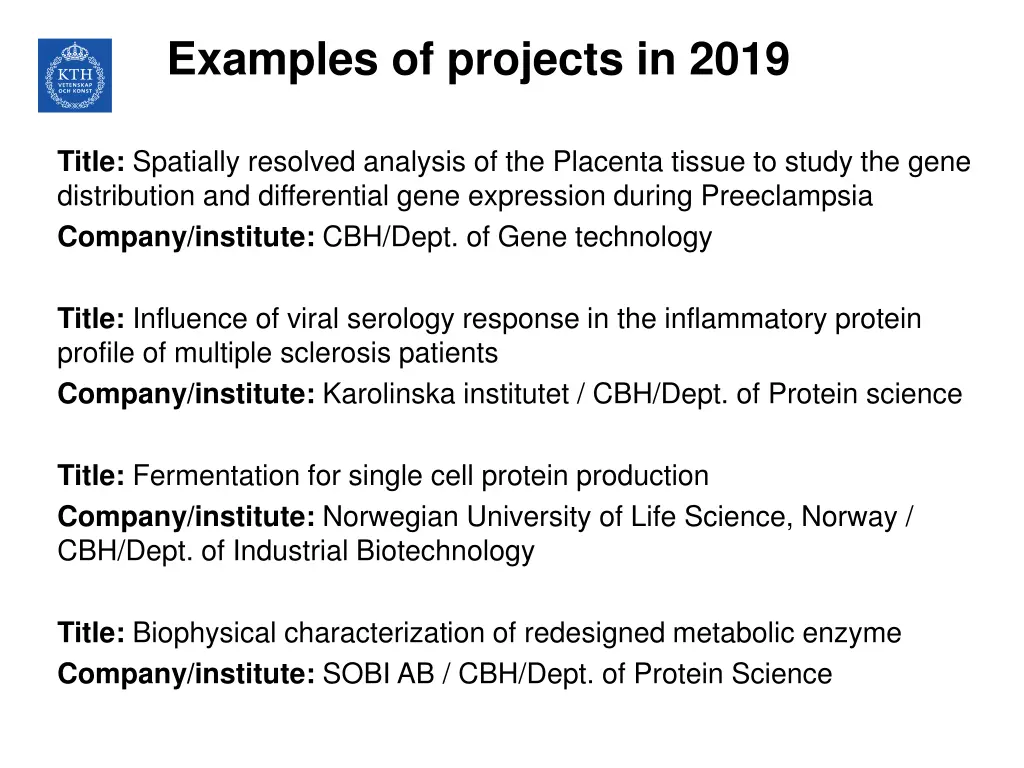examples of projects in 2019