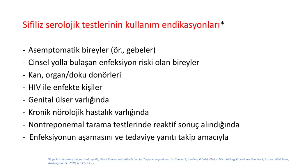 sifiliz serolojik testlerinin kullan