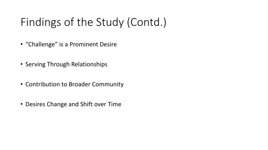 findings of the study contd