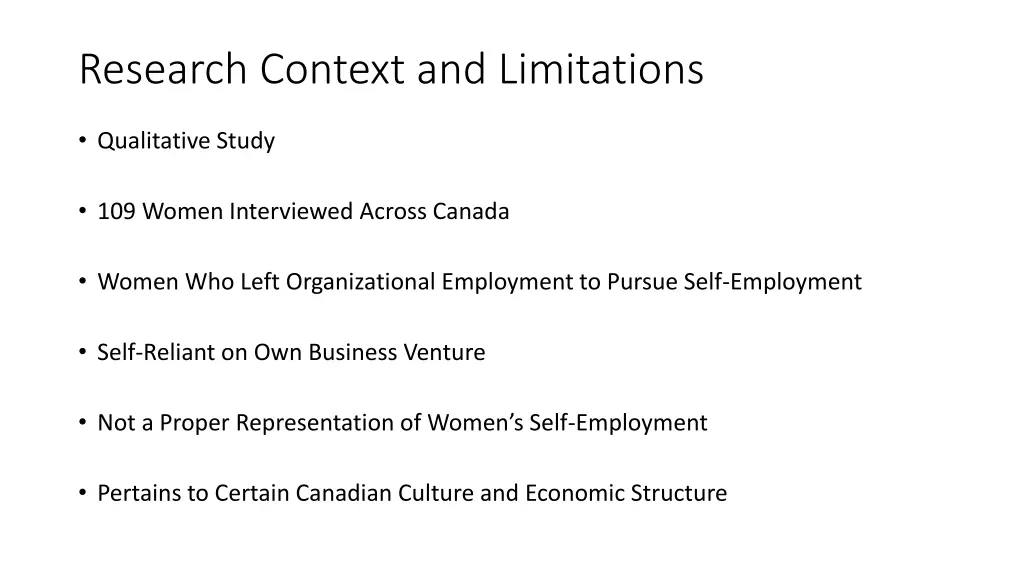 research context and limitations