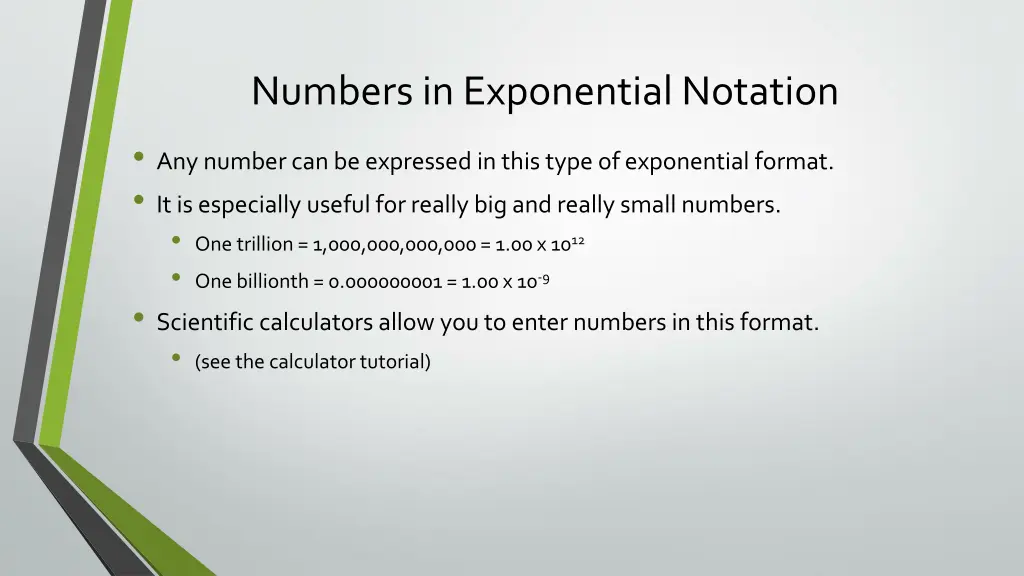 numbers in exponential notation