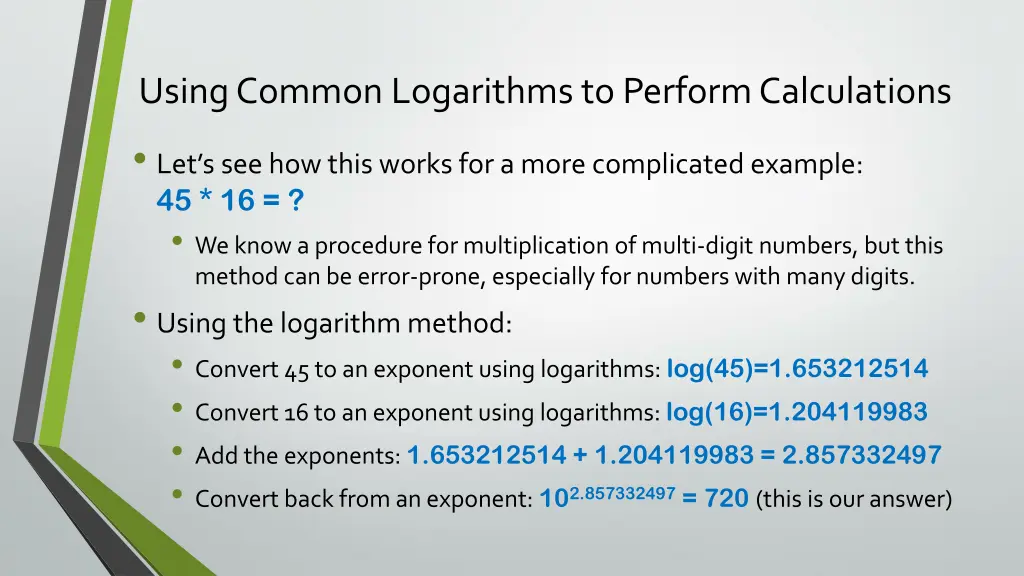 using common logarithms to perform calculations 1
