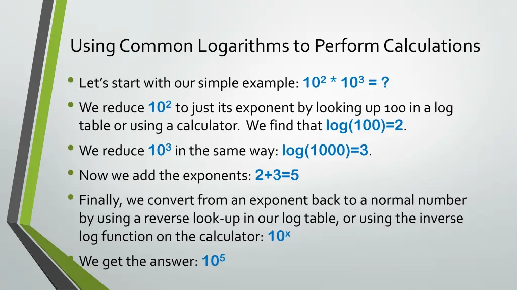 using common logarithms to perform calculations