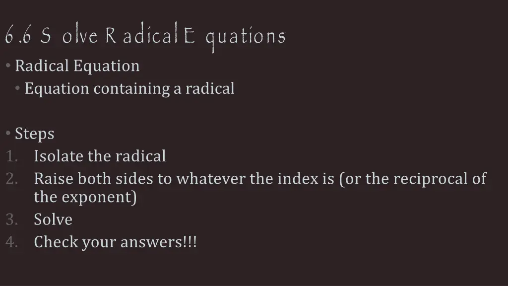 6 6 s olve r adical e quations radical equation