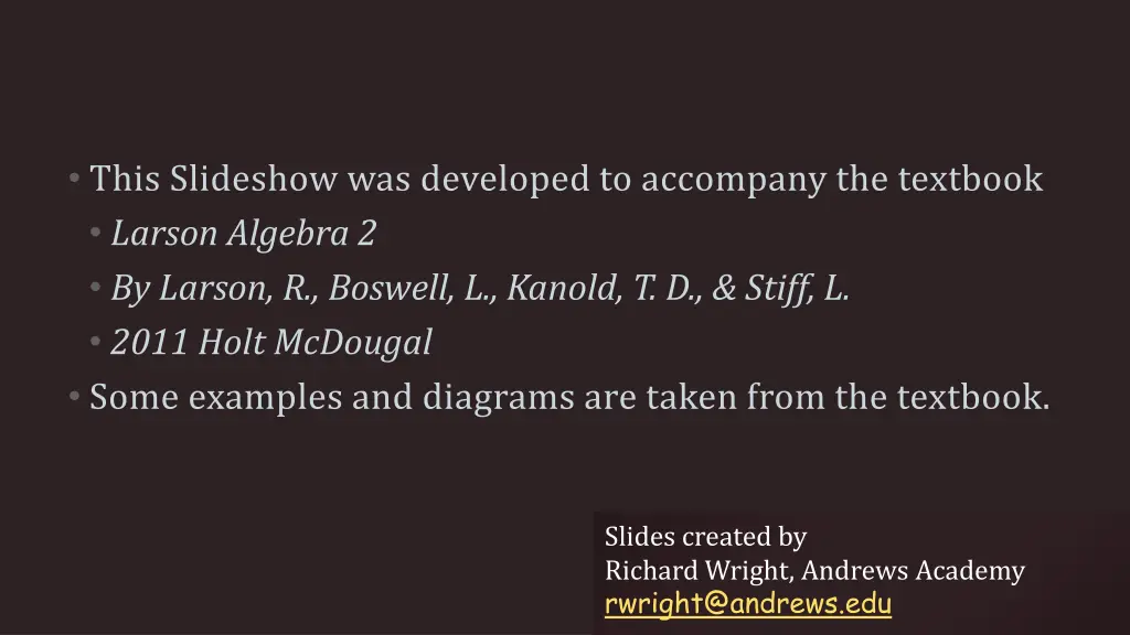 this slideshow was developed to accompany