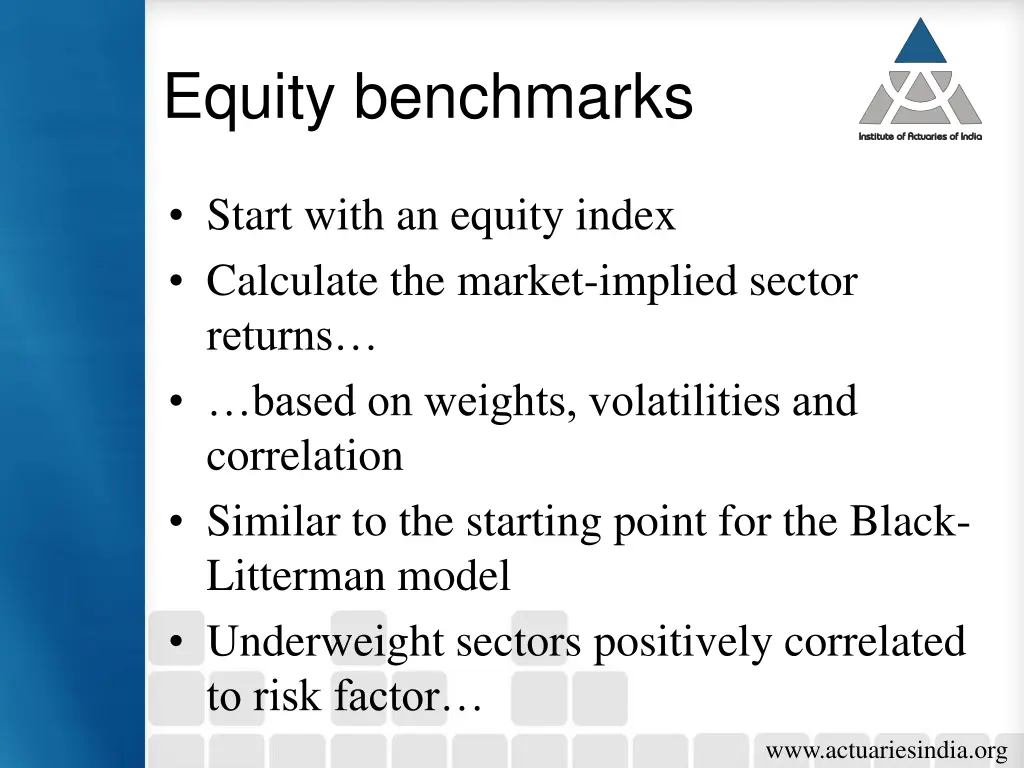 equity benchmarks