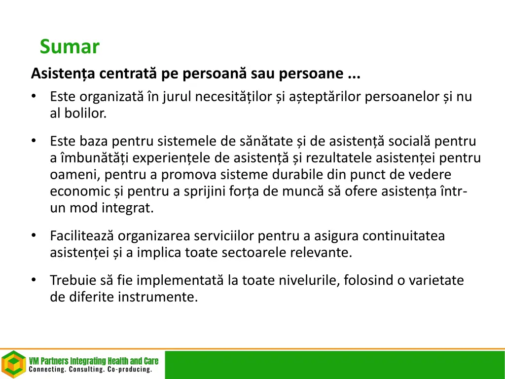 sumar asisten a centrat pe persoan sau persoane