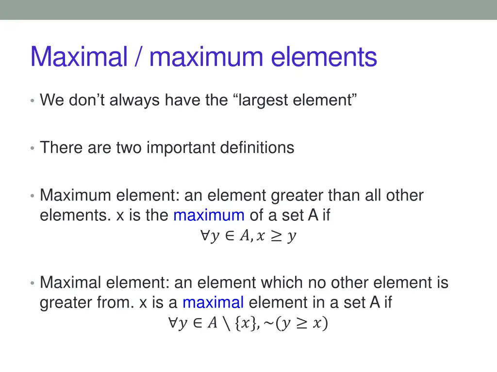maximal maximum elements