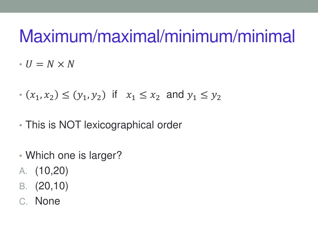 maximum maximal minimum minimal