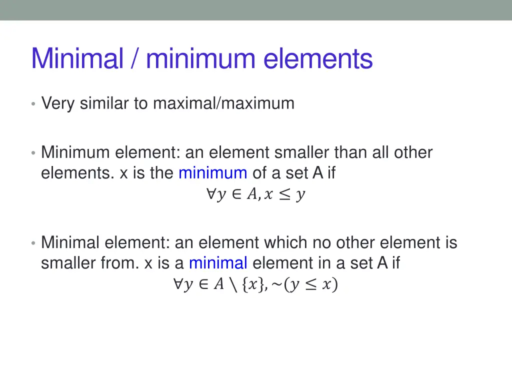 minimal minimum elements