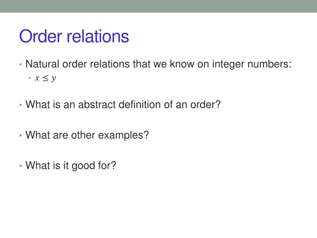 order relations