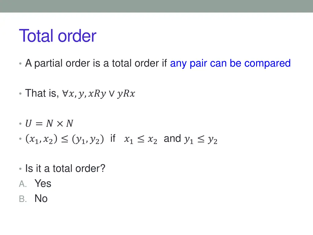 total order 1