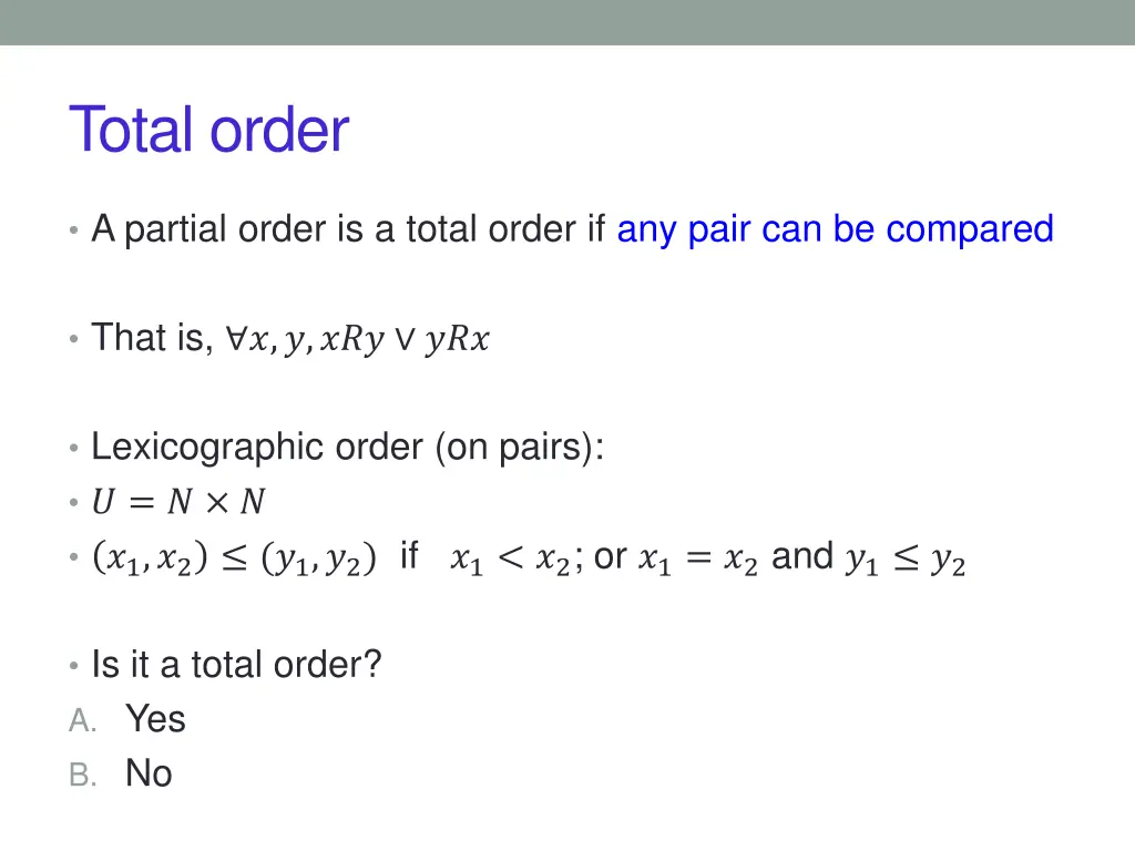 total order 2