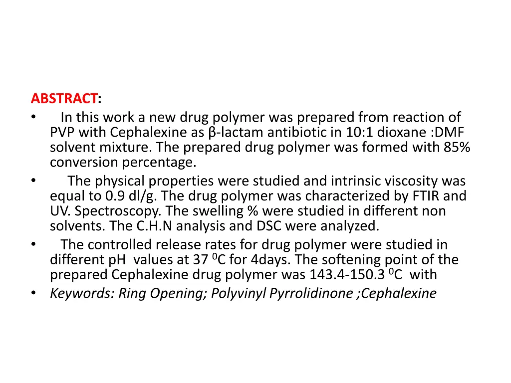 abstract in this work a new drug polymer