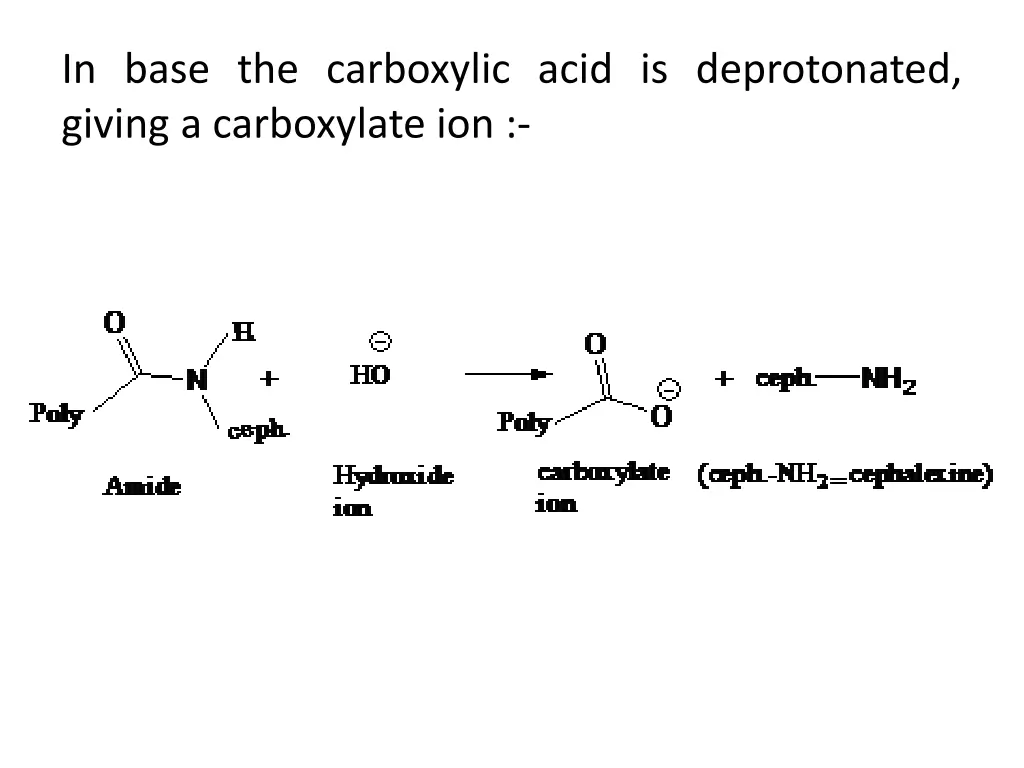 in base the carboxylic acid is deprotonated