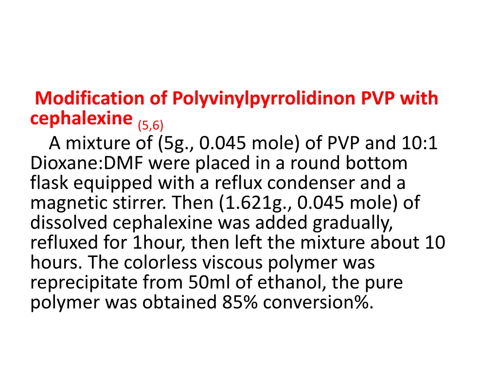 modification of polyvinylpyrrolidinon pvp with