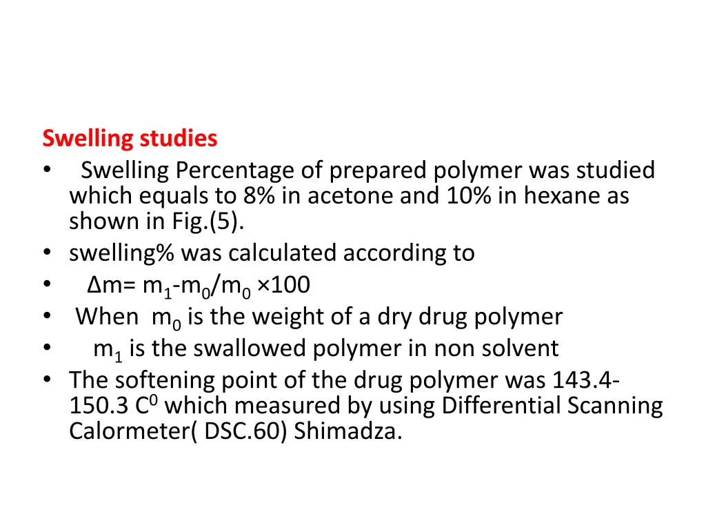 swelling studies swelling percentage of prepared
