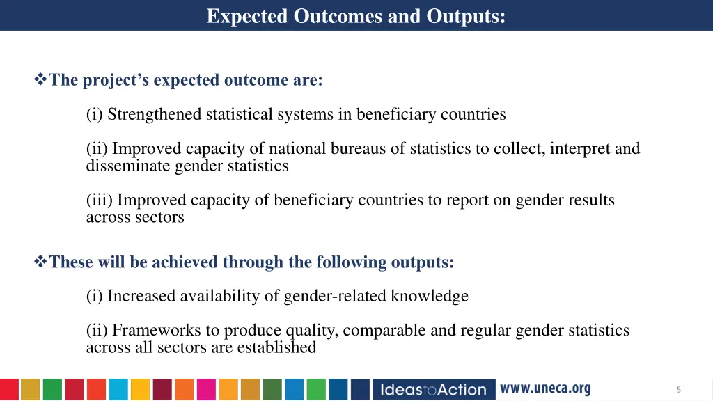 expected outcomes and outputs