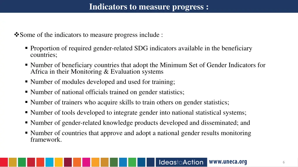 indicators to measure progress