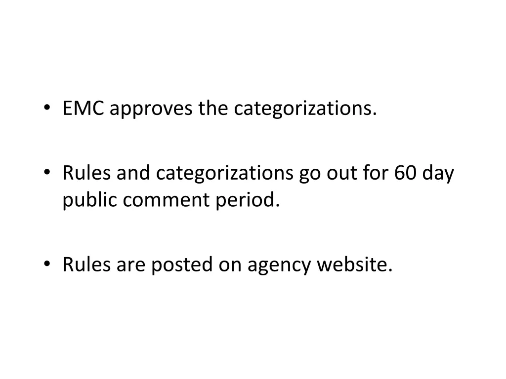 emc approves the categorizations