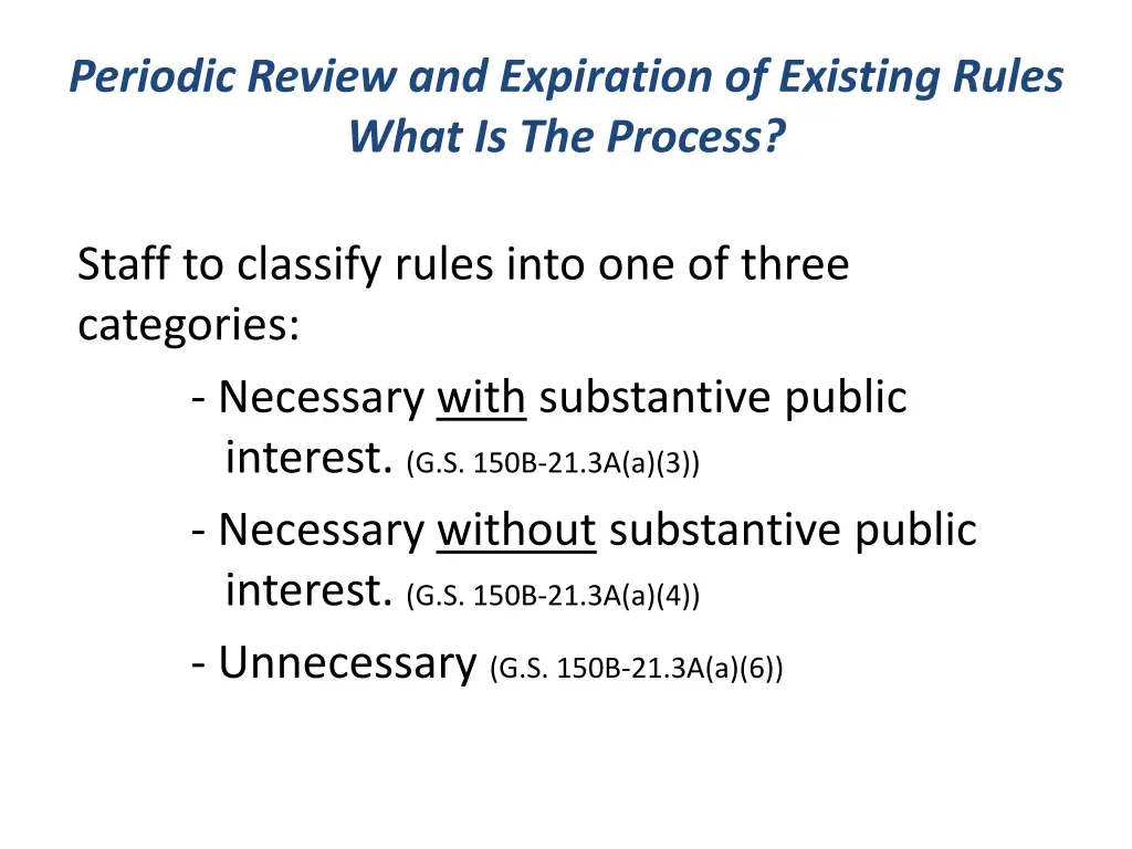 periodic review and expiration of existing rules 2