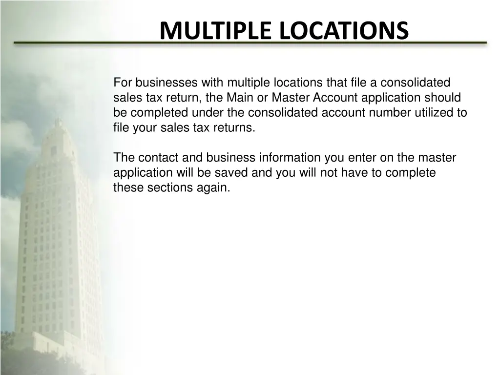 multiple locations