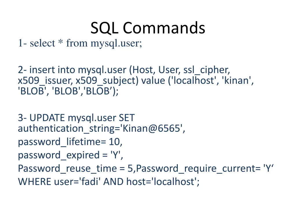 sql commands