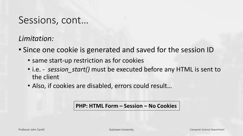 sessions cont