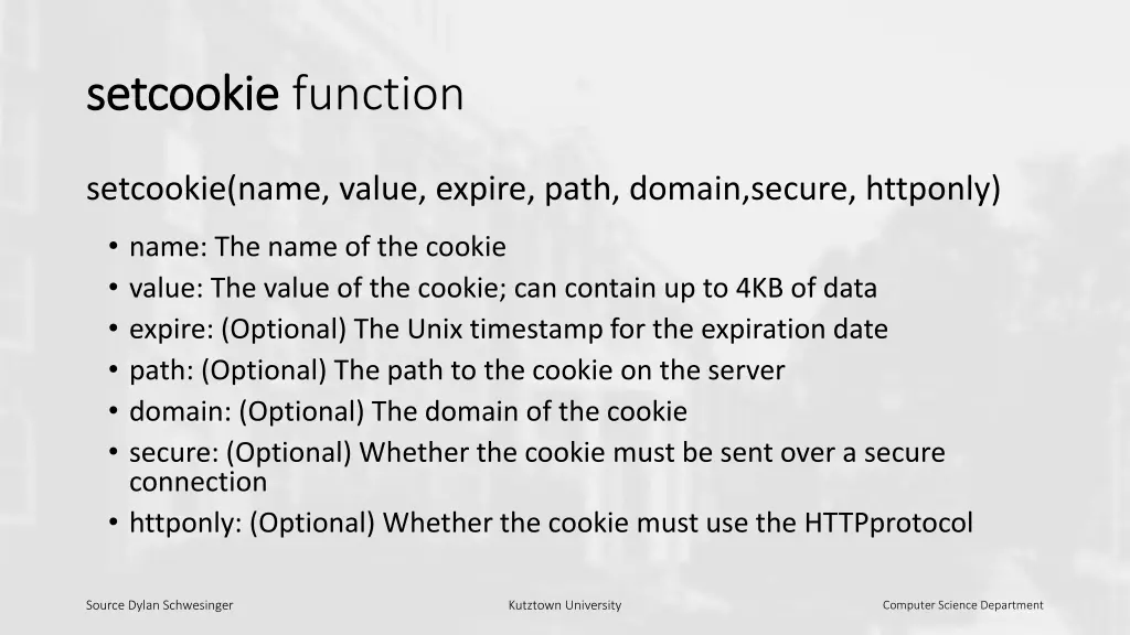 setcookie setcookie function