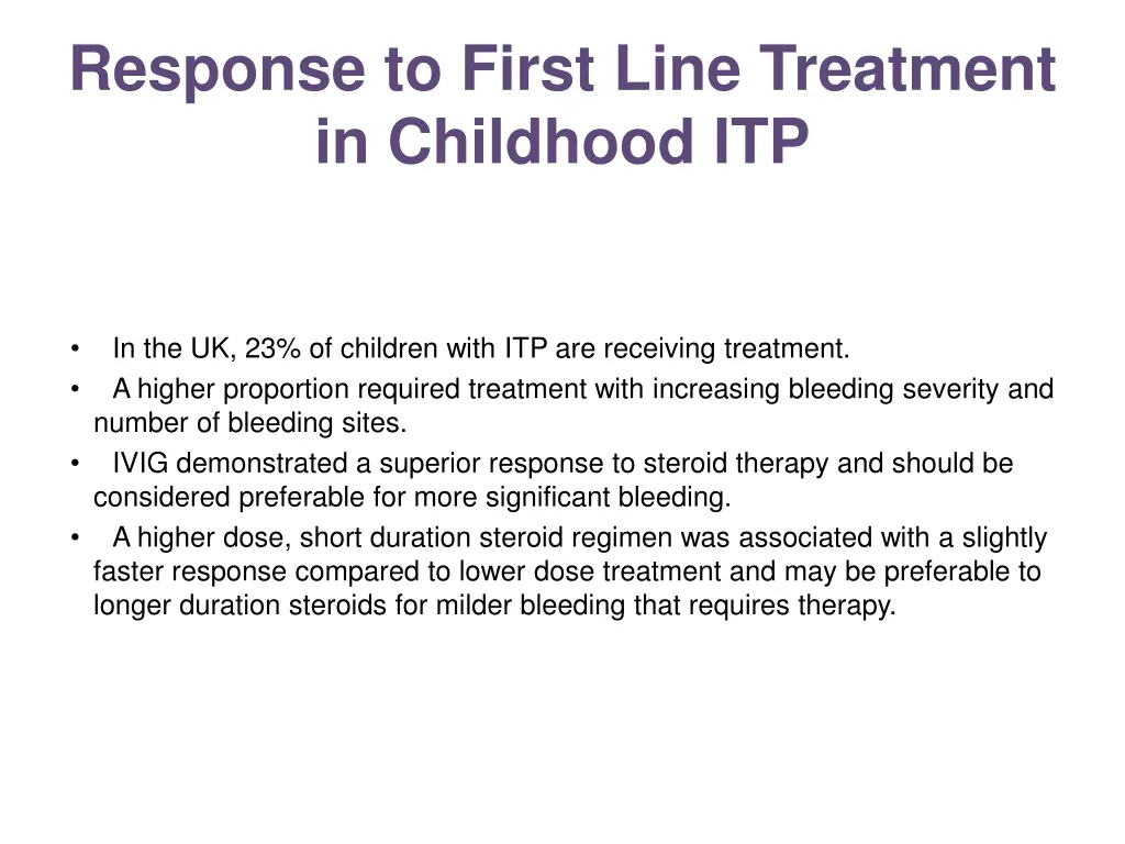 response to first line treatment in childhood itp 5