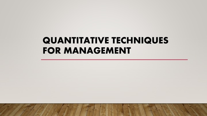 quantitative techniques for management