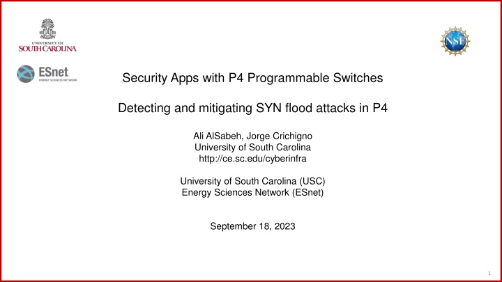 security apps with p4 programmable switches
