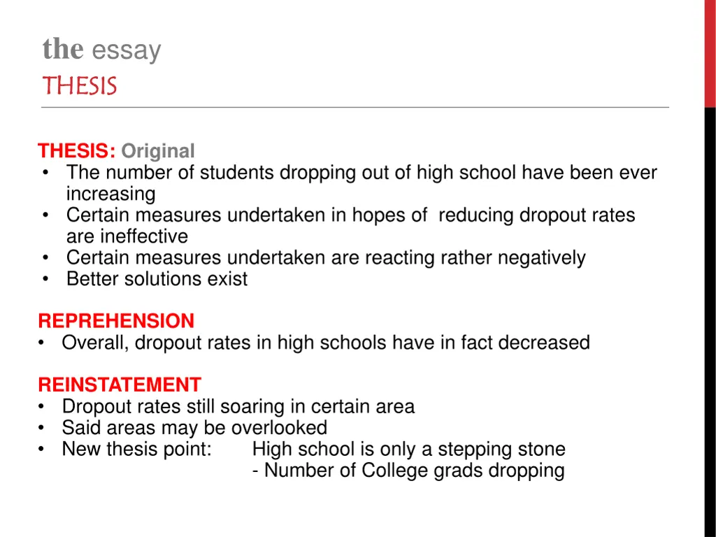 the essay thesis thesis