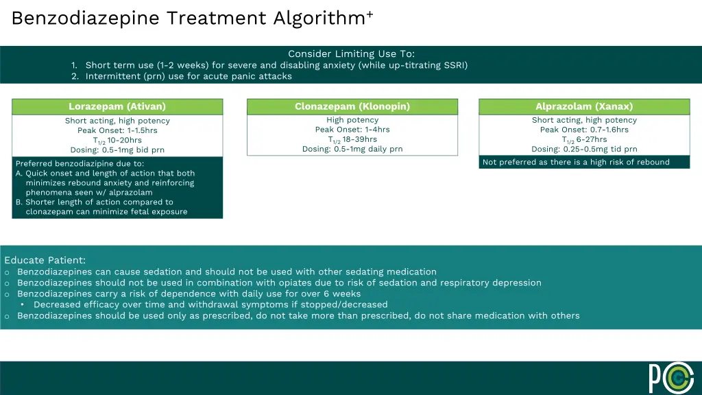 benzodiazepine treatment algorithm 1