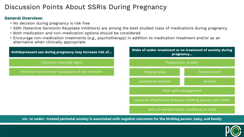 discussion points about ssris during pregnancy