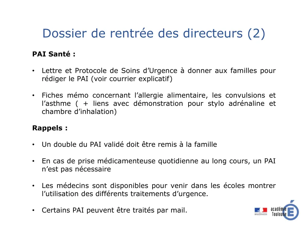 dossier de rentr e des directeurs 2