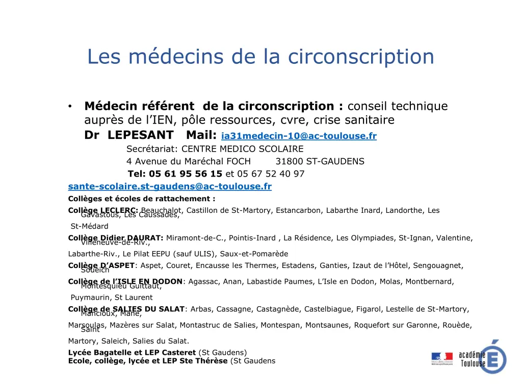 les m decins de la circonscription