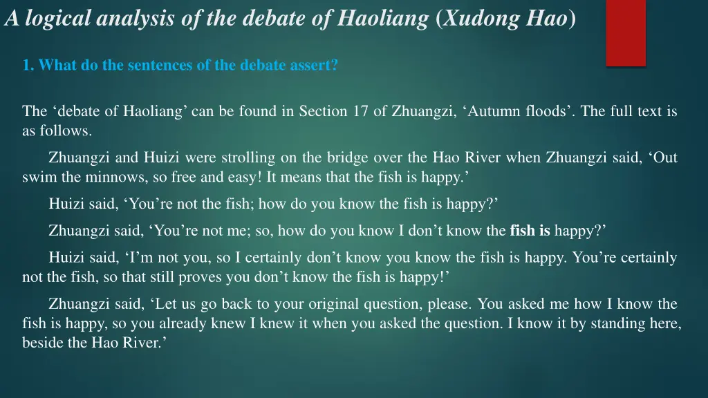 a logical analysis of the debate of haoliang 1